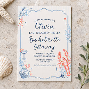 Coastal Blue Lobster Seafood Bachelorette Invitation