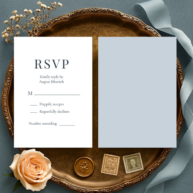 Coastal Blue Minimalist Wedding RSVP  (Créateur téléchargé)