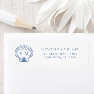 Coastal Blue Monogram Wedding Return Address