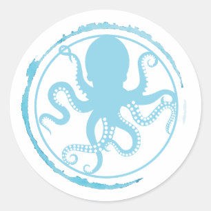 Coastal Blue Octopus 2 Classic Round Sticker