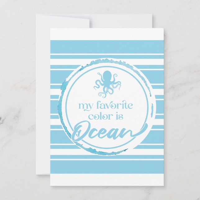 Coastal Blue Octopus Invitation (Front)