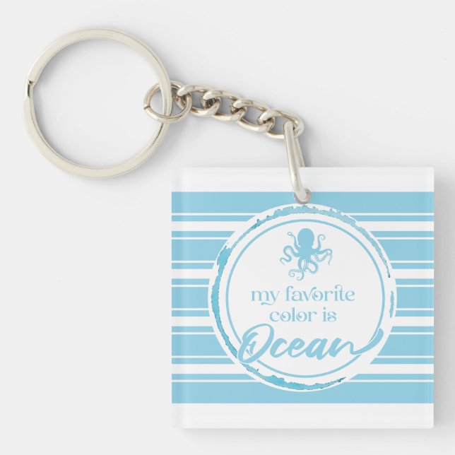 Coastal Blue Octopus Keychain (Front)
