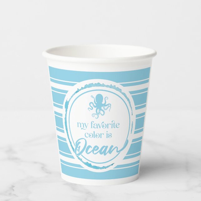 Coastal Blue Octopus Paper Cups (Front)