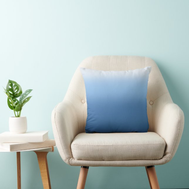 Coastal blue ombre throw pillow (Chair)