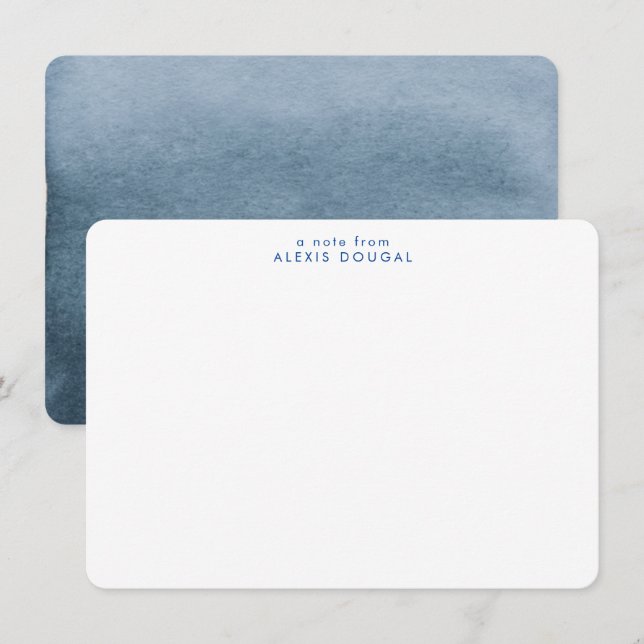 Coastal Blue Ombre Watercolor Minimal Personal Card (Front/Back)