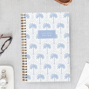 Coastal Blue   Palm Trellis Personalized Notebook