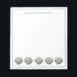 Coastal Blue Scallop Seashells Personalized Notepad<br><div class="desc">This beautiful personalized notepad features coastal scallop seashells in soft watercolor shades of blues and tans.  Personalize with your choice of name or special text.  Fun for gift bags and party favours.</div>