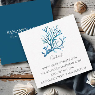 Coastal Blue Sea Coral Beach Business Card