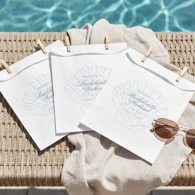 Coastal Blue Seashell Bachelorette Favour Bag (Coastal Blue Seashell Bachelorette Favor Bag)