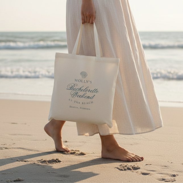 Coastal Blue Seashell Bachelorette Tote Bag (Coastal Blue Seashell Bachelorette Tote Bag)