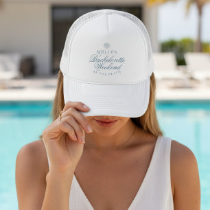 Coastal Blue Seashell Bachelorette Trucker Hat