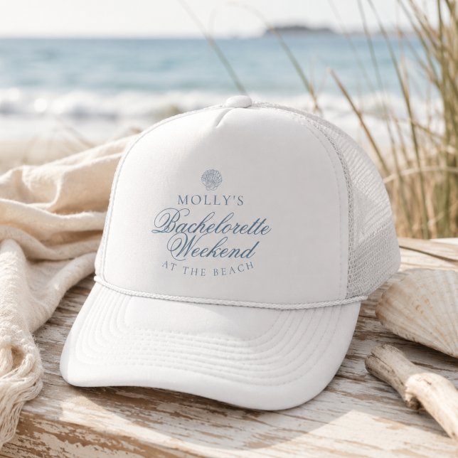 Coastal Blue Seashell Bachelorette Trucker Hat (Coastal Blue Seashell Bachelorette Trucker Hat
)