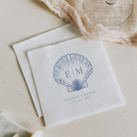 Coastal Blue Seashell Monogram Wedding