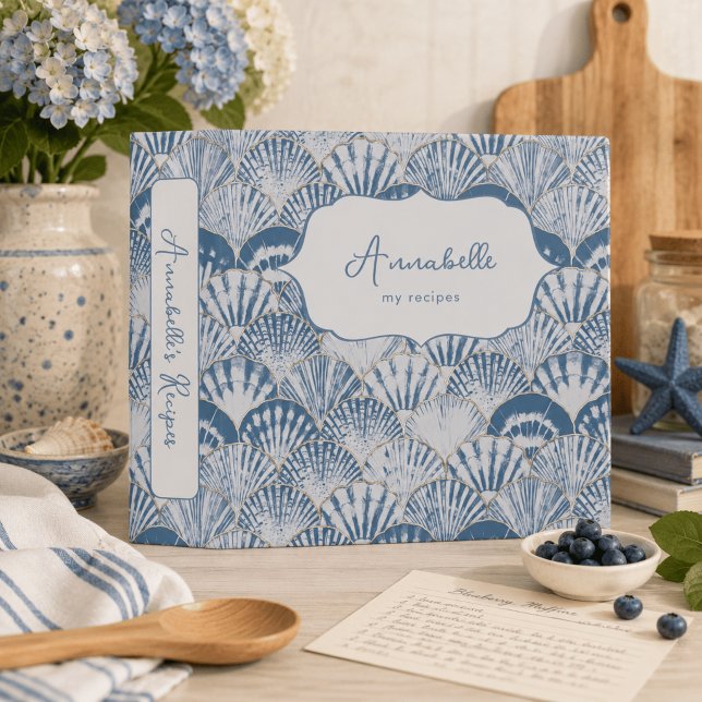 Coastal Blue Seashell Pattern Beach Binder (Creator Uploaded)