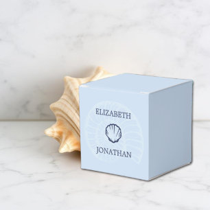 Coastal Blue Seashells Wedding Favor Box