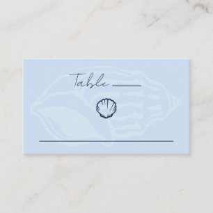 Coastal Blue Seashells Wedding Place Card