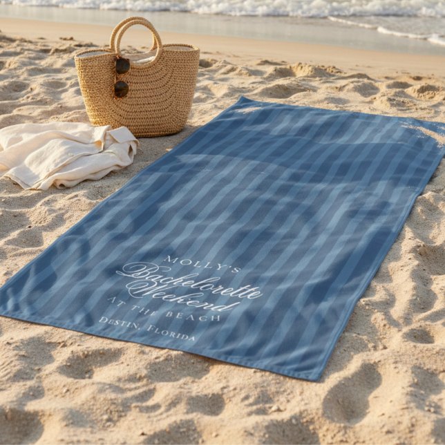 Coastal Blue Stripe Bachelorette Beach Towel (Coastal Blue Stripe Bachelorette Beach Towel)