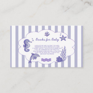 Coastal Blue Striped Books for Baby Shower Enclosure Card
