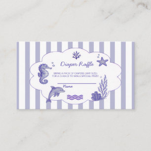 Coastal Blue Striped Diaper Raffle Baby Shower Enclosure Card