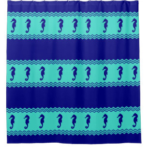 Coastal Blue Turquoise Ocean Seahorses Pattern