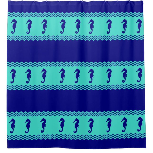 Coastal Blue Turquoise Ocean Seahorses Pattern (Front)