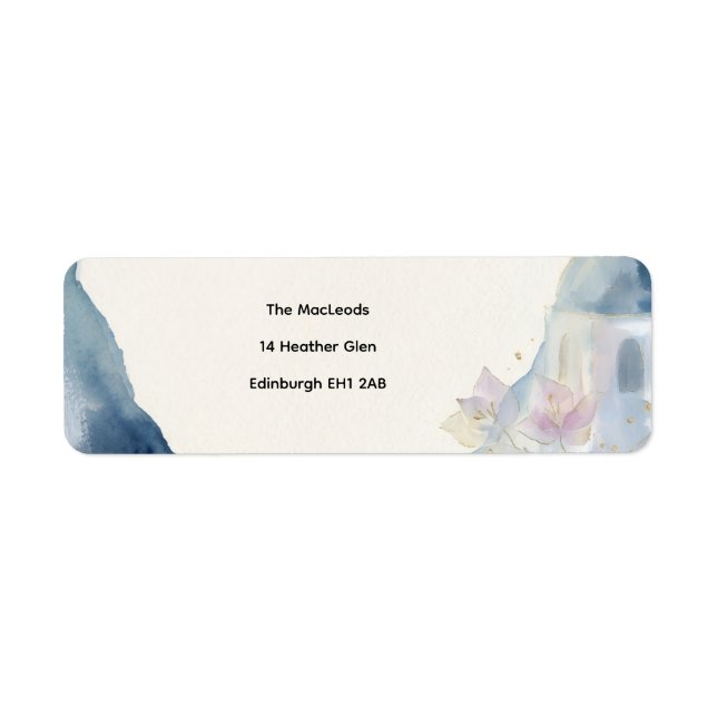 Coastal Blue Watercolour Return Address Label (Front)