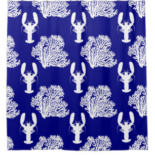 Coastal Blue White Lobster Pattern