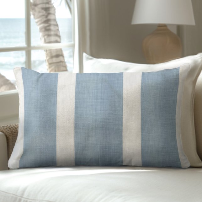 Coastal Blue & White Stripes  Lumbar Pillow (Creator Uploaded)