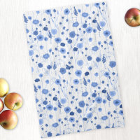 Coastal Blue White Wildflower Meadow Floral Art