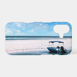 Coastal Boat Wall Art Minimalist Ocean Blue