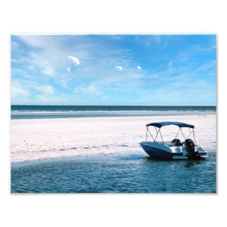 Coastal Boat Wall Art Minimalist Ocean Blue