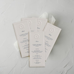Coastal Boat Wheel Faux Embossed Formal Wedding Menu