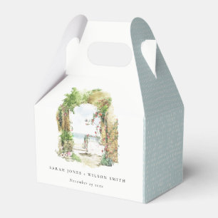 Coastal Botanical Arch Sand Beach Seascape Wedding Favor Box