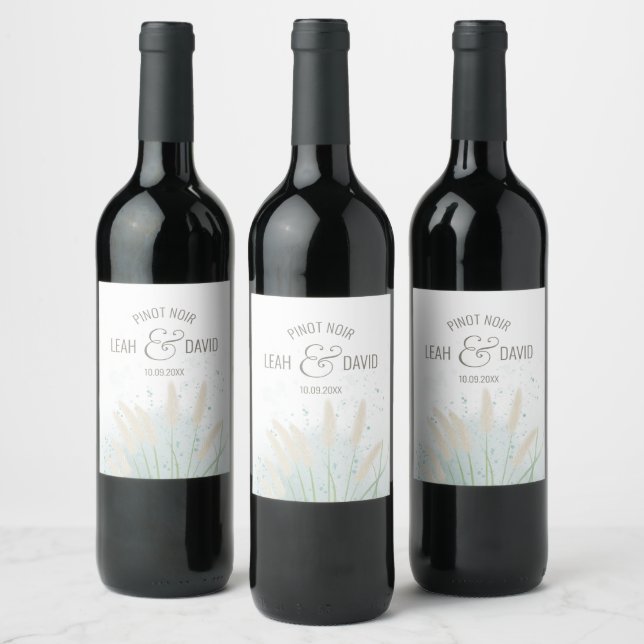 Coastal Botanical Wedding Enclosure Cards Wine Label (Bottles)