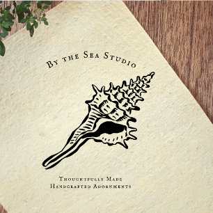 Coastal Boutique Logo Shell Illustration Rubber Stamp