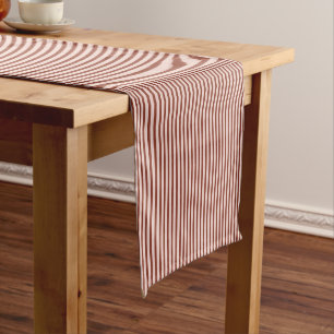 Coastal Breeze Fine Ticking Burnt Rust Short Table Runner