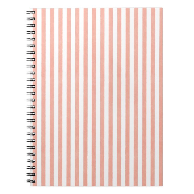 Coastal Breeze Stripes - Coral Red Notebook (Front)