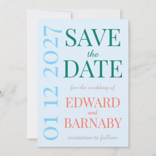 Coastal Breeze typography wedding Save The Date