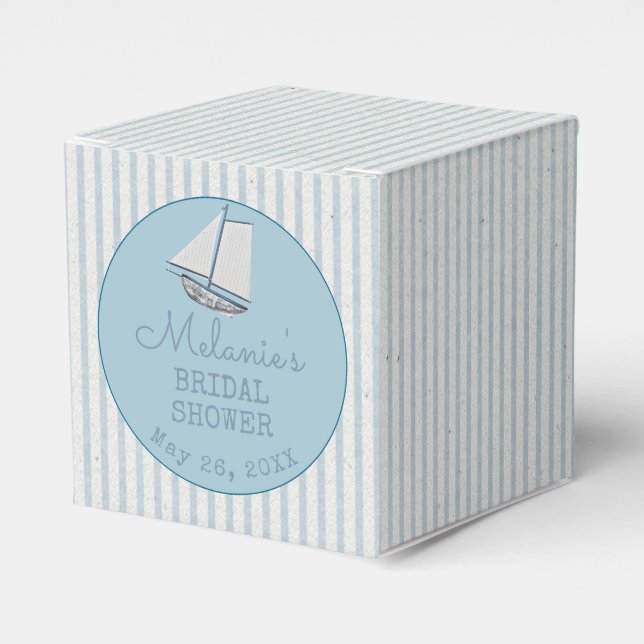 Coastal Bridal Shower Boat Stripe  Favor Box (Front Side)