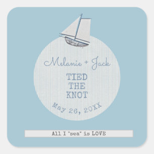 Coastal Bridal Shower Boat Stripe Square Sticker