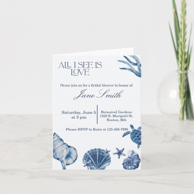Coastal bridal shower invitation Theme  (Front)