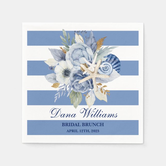 Coastal Bridal Shower Paper Napkins (Front)