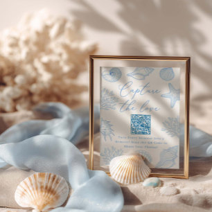 Coastal Bridal Shower QR Code Photo Sharing Sign