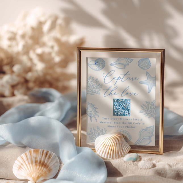 Coastal Bridal Shower QR Code Photo Sharing Sign (Creator Uploaded)