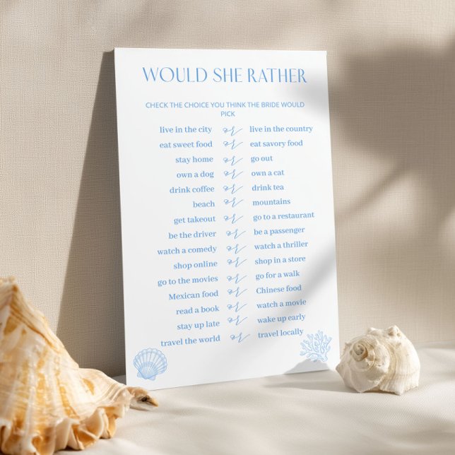 Coastal Bridal Shower Would She Rather Game (Creator Uploaded)