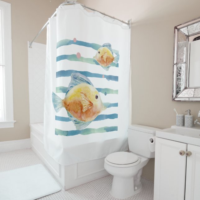 COASTAL BRIGHT WATERCOLOR TROPICAL FISH,  BEACH  (In Situ)
