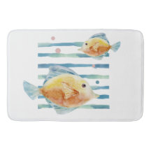 COASTAL BRIGHT WATERCOLOR TROPICAL FISH, BEACH