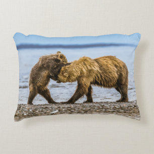 Coastal brown bears accent pillow
