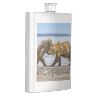 Coastal brown bears hip flask