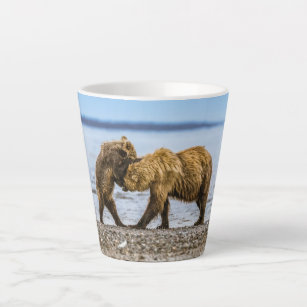 Coastal brown bears latte mug